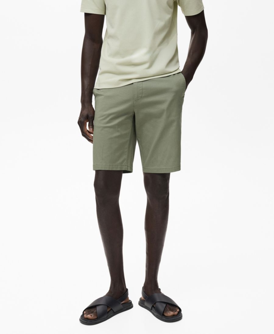 

Мужские прямые хлопковые шорты-бермуды, длина 10 дюймов MANGO, Mint Green