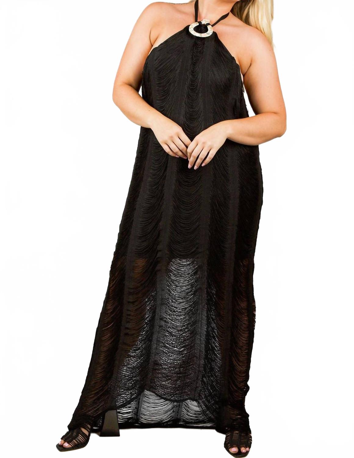 

Стрэппи макси-платье на бретелях халтер плюс размера в черном цвете Adriana Contreras