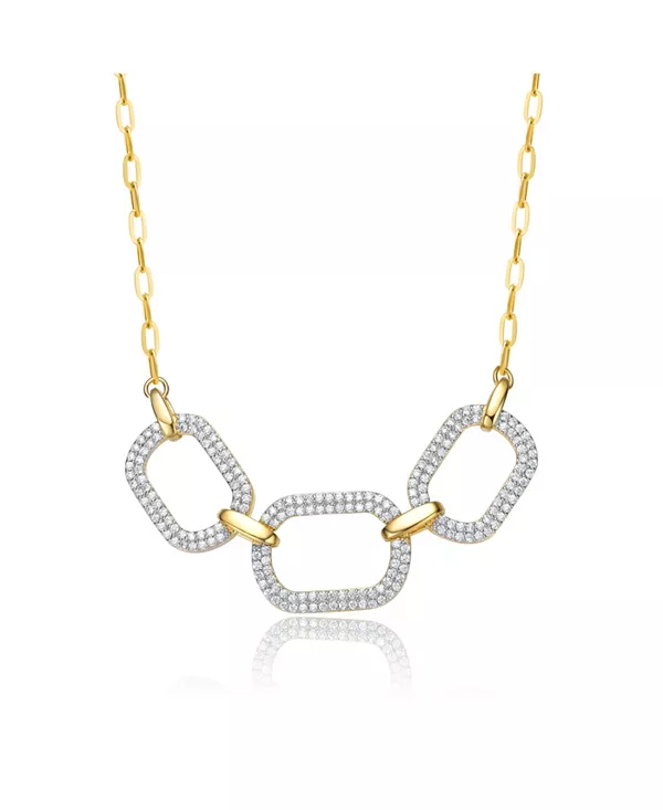 

Овальное геометрическое ожерелье-цепочка с покрытием из 14-каратного золота и кубическими циркониями Rachel Glauber, gold