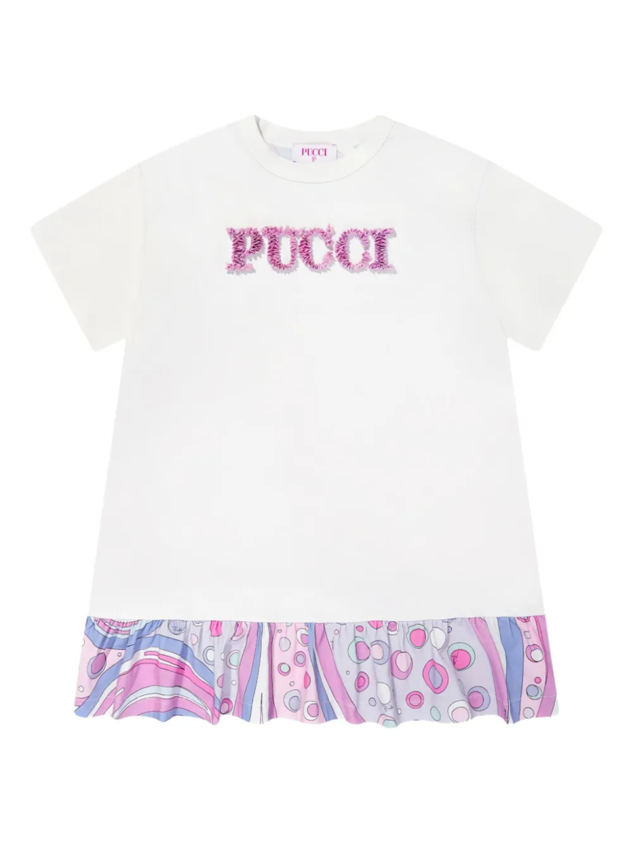 

Платье из хлопка-стрейч с принтом PUCCI Junior, белый