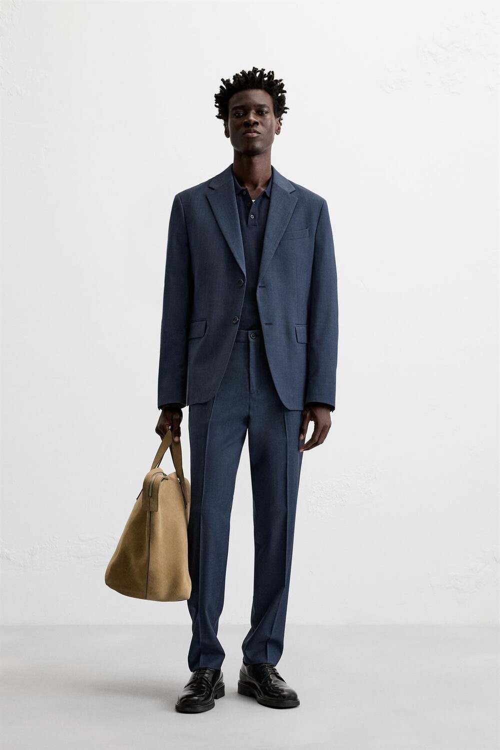 Пиджак в клетку «гусиная лапка» ZARA, синий