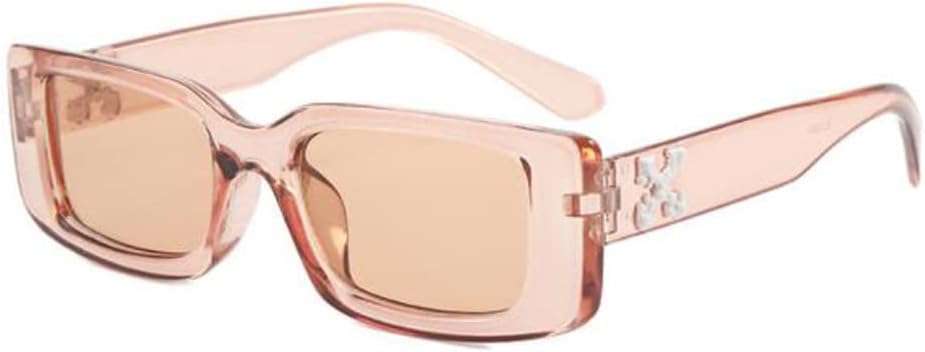 

Маленькие квадратные солнцезащитные очки для мужчин в стиле ретро с декором дужек в виде букв, солнцезащитные очки с защитой от УФ-излучения для путешествий Weloveushop, Champagne