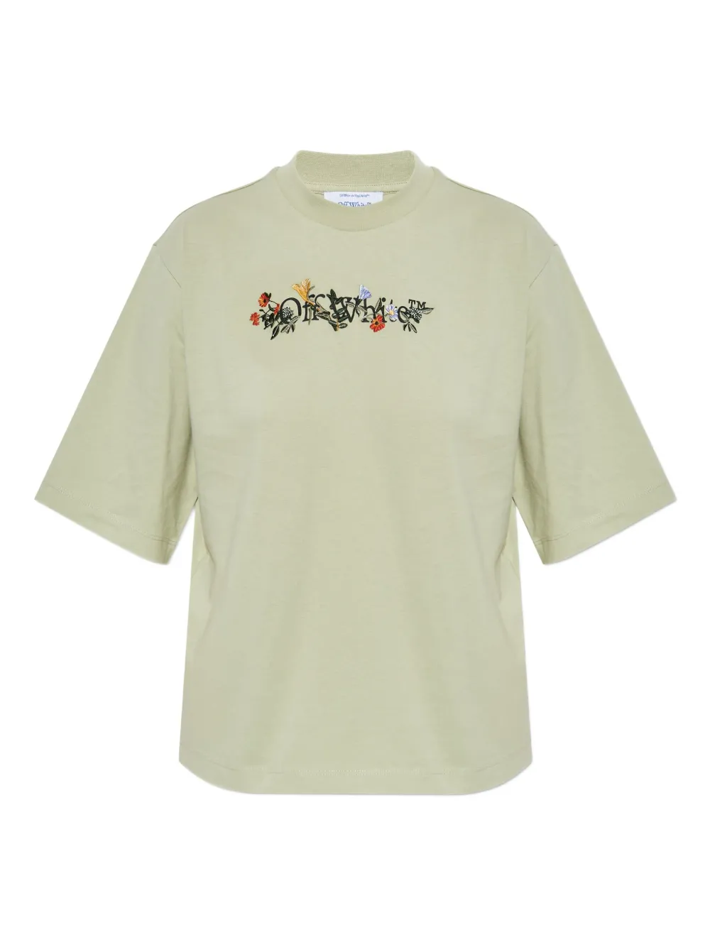 

Футболка с цветочной вышивкой OFF-WHITE, зеленый