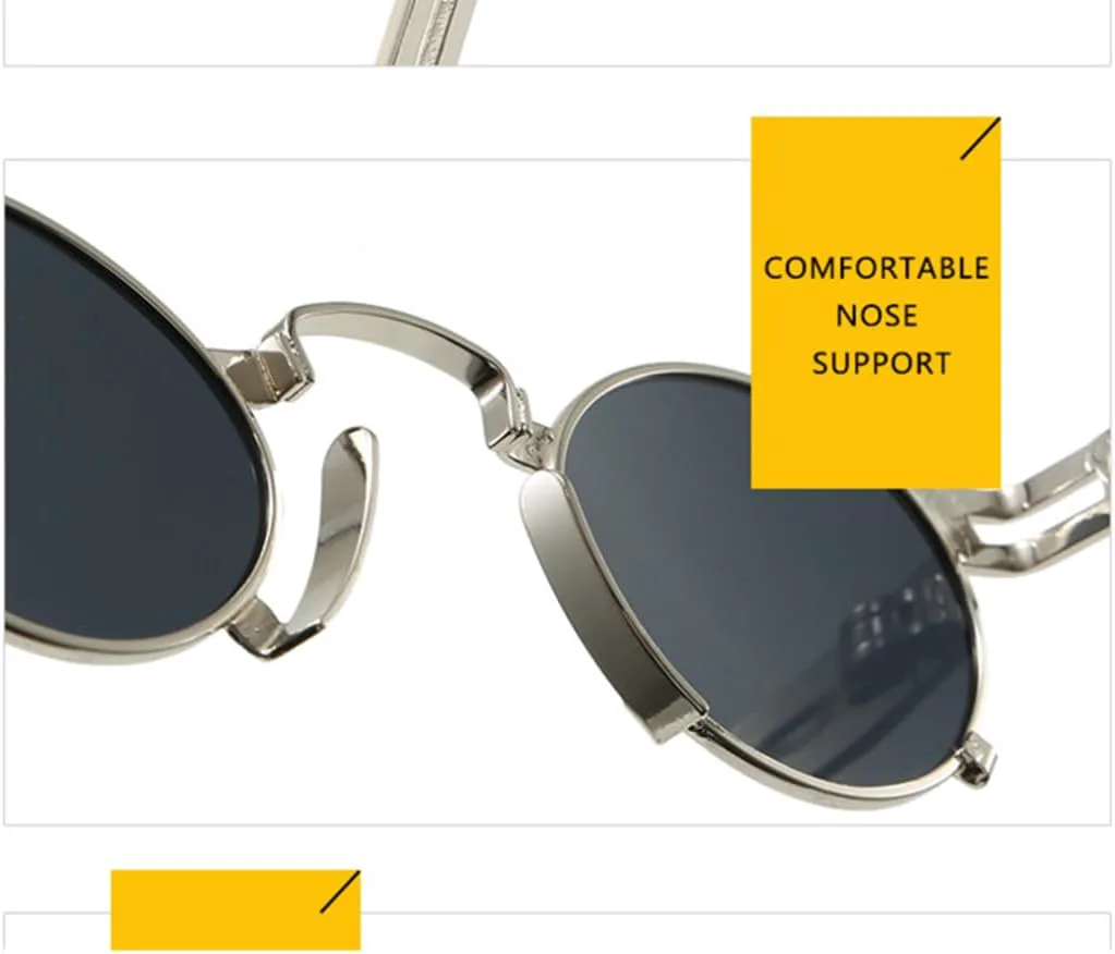 

Ретро маленькие овальные солнцезащитные очки для женщин, модные, с металлической оправой, защита от УФ-излучения UV400, для мужчин, в стиле панк TOIPASTN, M1303-c3