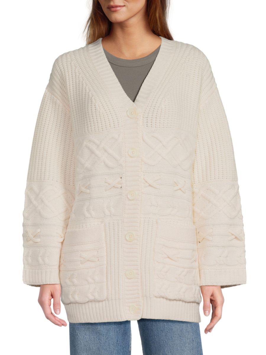 

Кардиган Conley Cable-Knit rag & bone, слоновая кость