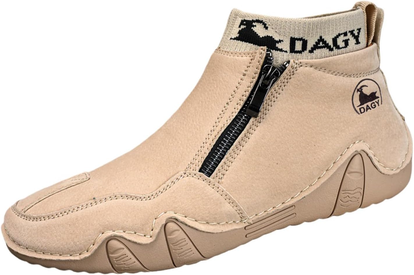 

Мужские кожаные чукка ботинки на щиколотку, слипоны, повседневные лоферы, удобные с круглым носком, высокие кожаные кроссовки для ходьбы, противоскользящие походные и автомобильные ботинки с боковой молнией Generic, хаки