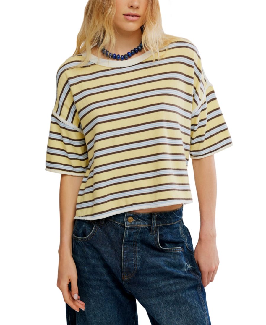 

Женская футболка Clean Rugby с круглым вырезом Free People, Yellow Combo