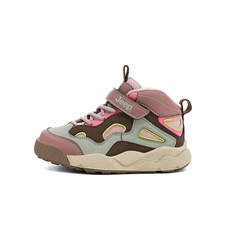 

Explorer 20 детские утепленные нескользящие износостойкие ботинки Jeep, хаки серый/pastel розовый[thin cotton]