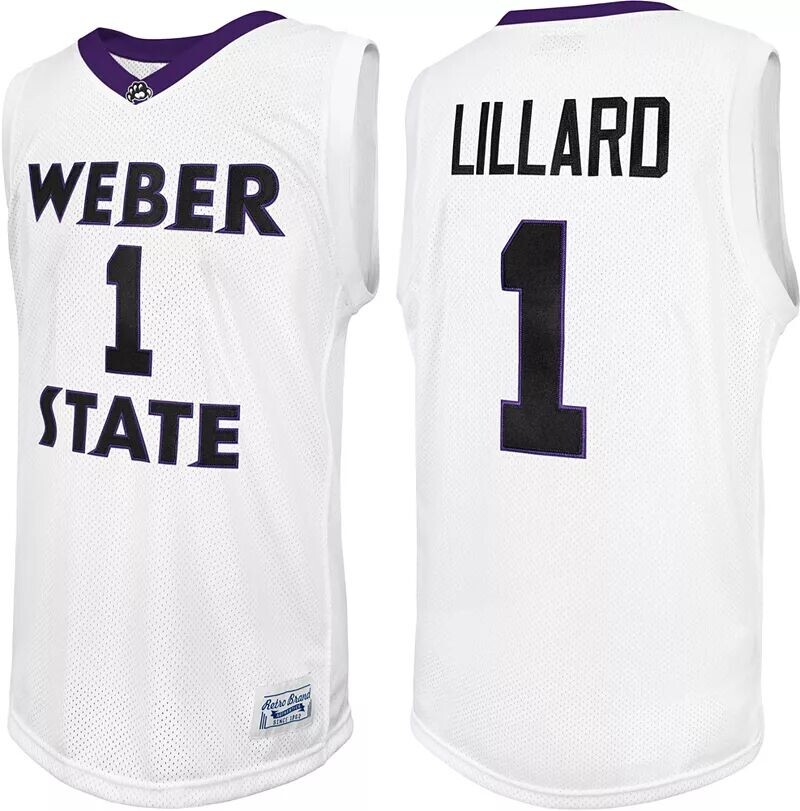 

Оригинальный Retro Brand для мужчин Weber State Wildcats белый Дэмиан Лиллард реплика баскетбольная майка