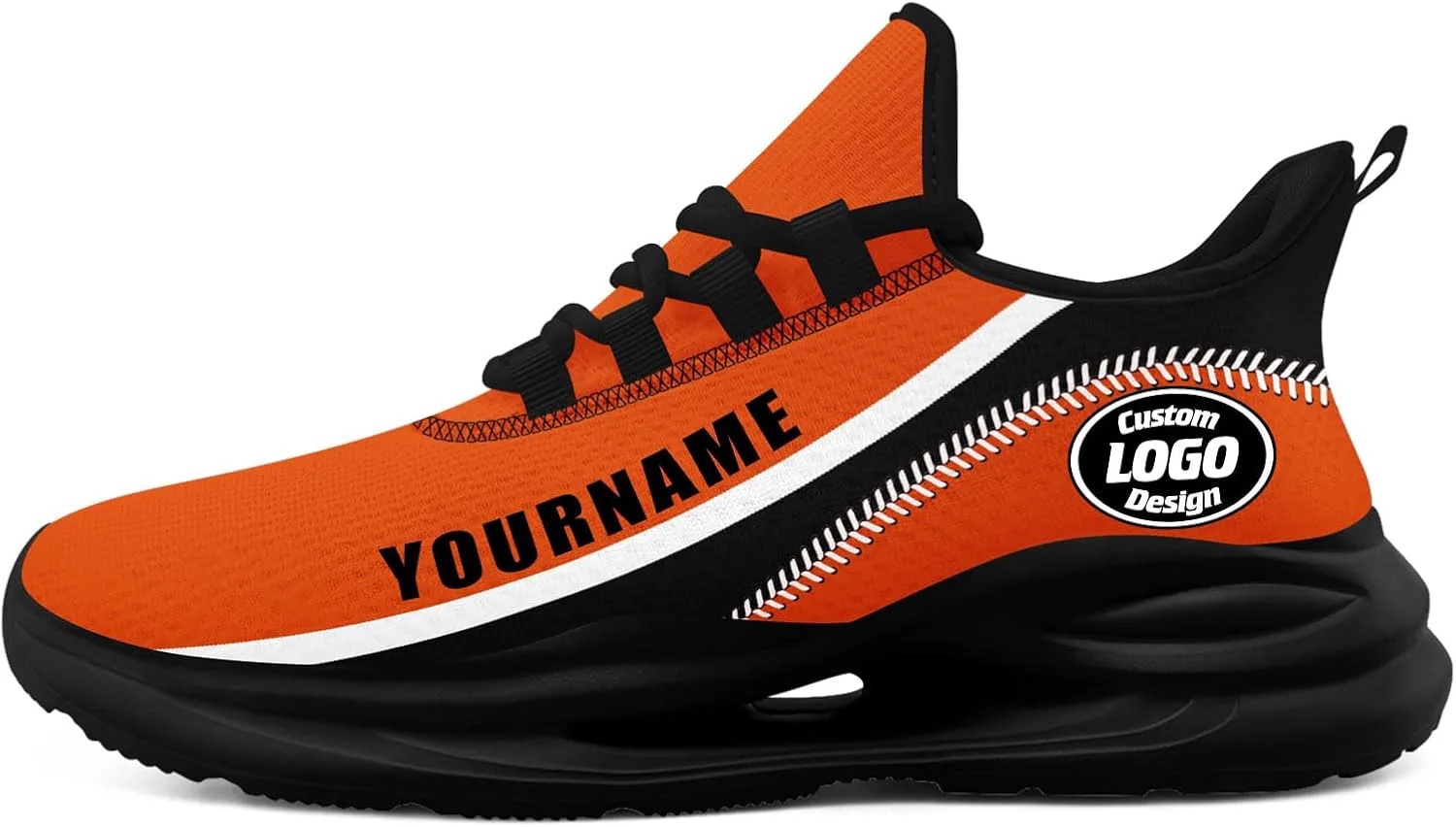 

Индивидуальные мужские кроссовки, персонализированные женские спортивные туфли для тренажерного зала, бейсбола, тенниса и бега с логотипом и именем, легкие и удобные AWSOLE, черный/оранжевый/белый