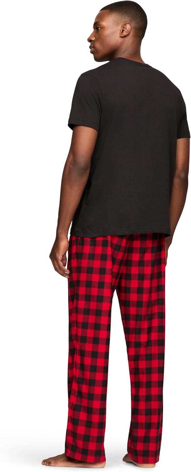 Уютный флисовый спальный комплект Tommy Hilfiger для мужчин, Black, Buffalo Plaid — фото 2