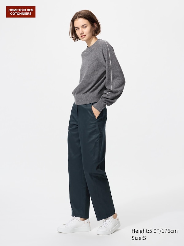 

Брюки из хлопка и лиоцелла с бочкообразными штанинами Uniqlo, 08 dark grey