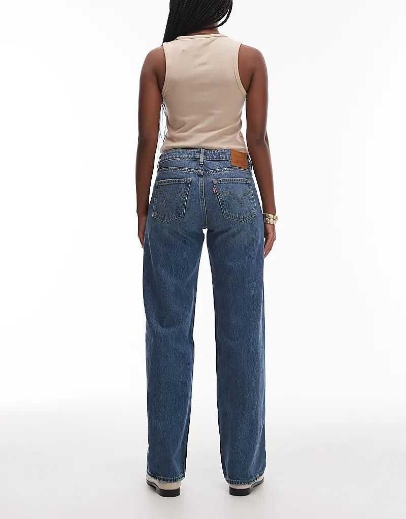 Джинсы Levi's с низкими свободными штанинами прямого кроя средне-синего цвета — фото 3