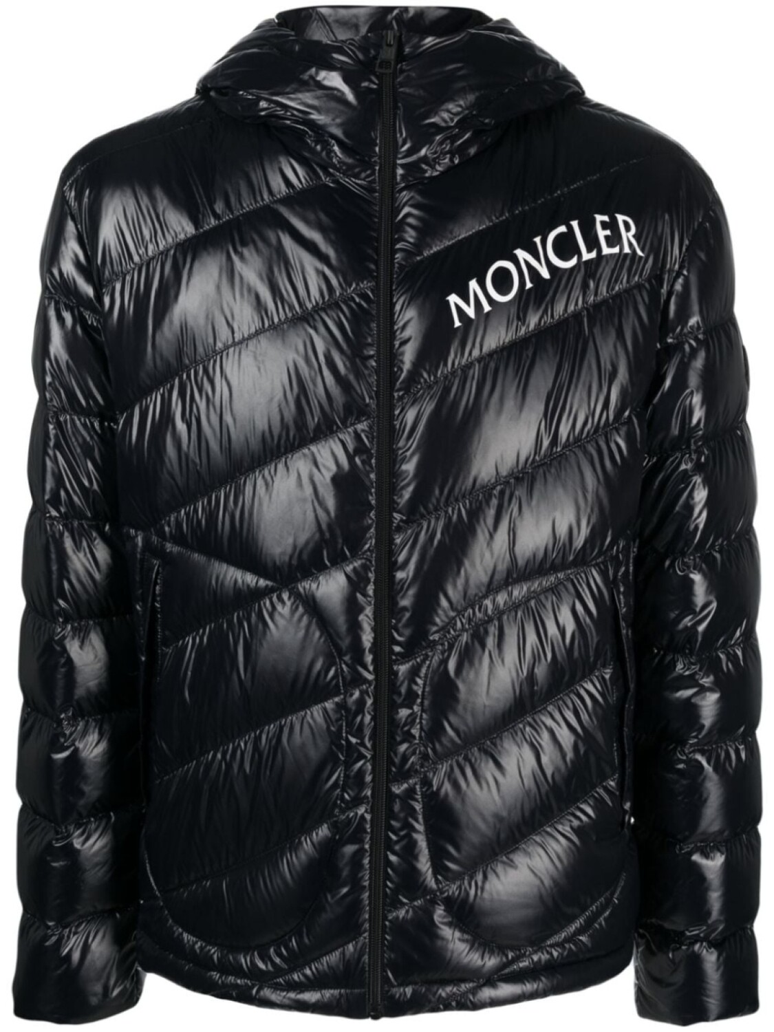 

Moncler стеганый пуховик Shama с логотипом, черный