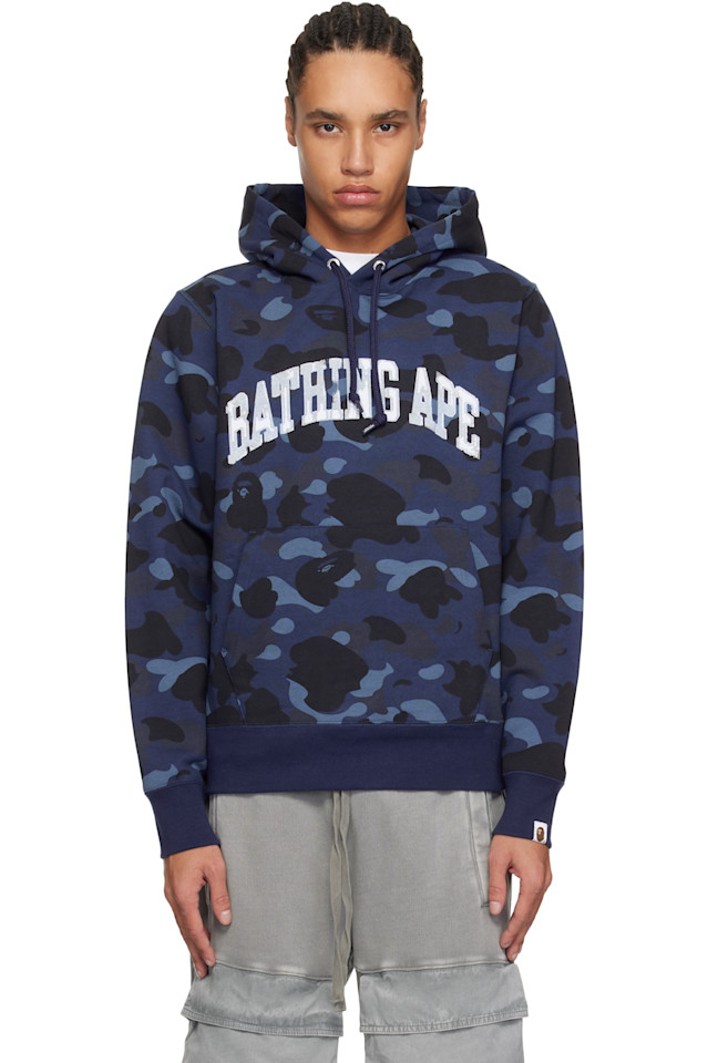 

Камуфляжный худи с цветным принтом Bape, синий