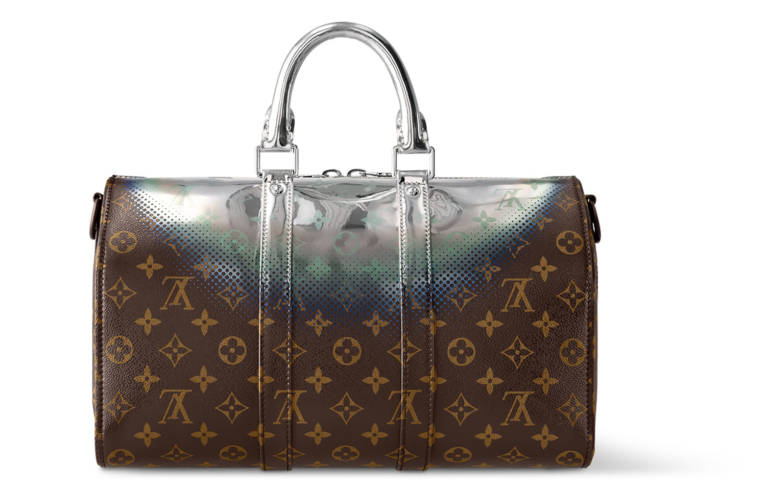 

Keepall Bandouliere 35 Metallic Nebula из лакированного полотна LOUIS VUITTON