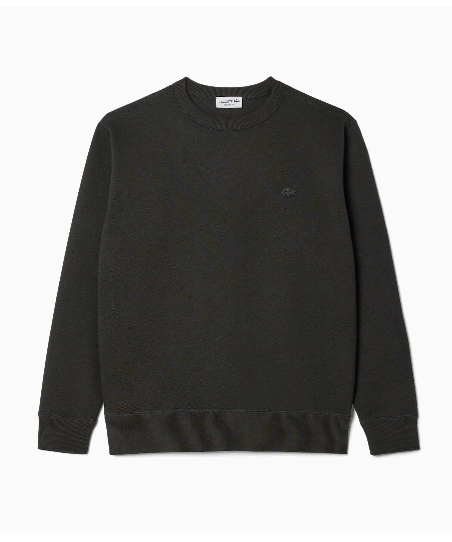 Однотонная толстовка из пике с круглым вырезом LACOSTE, Black — фото 2