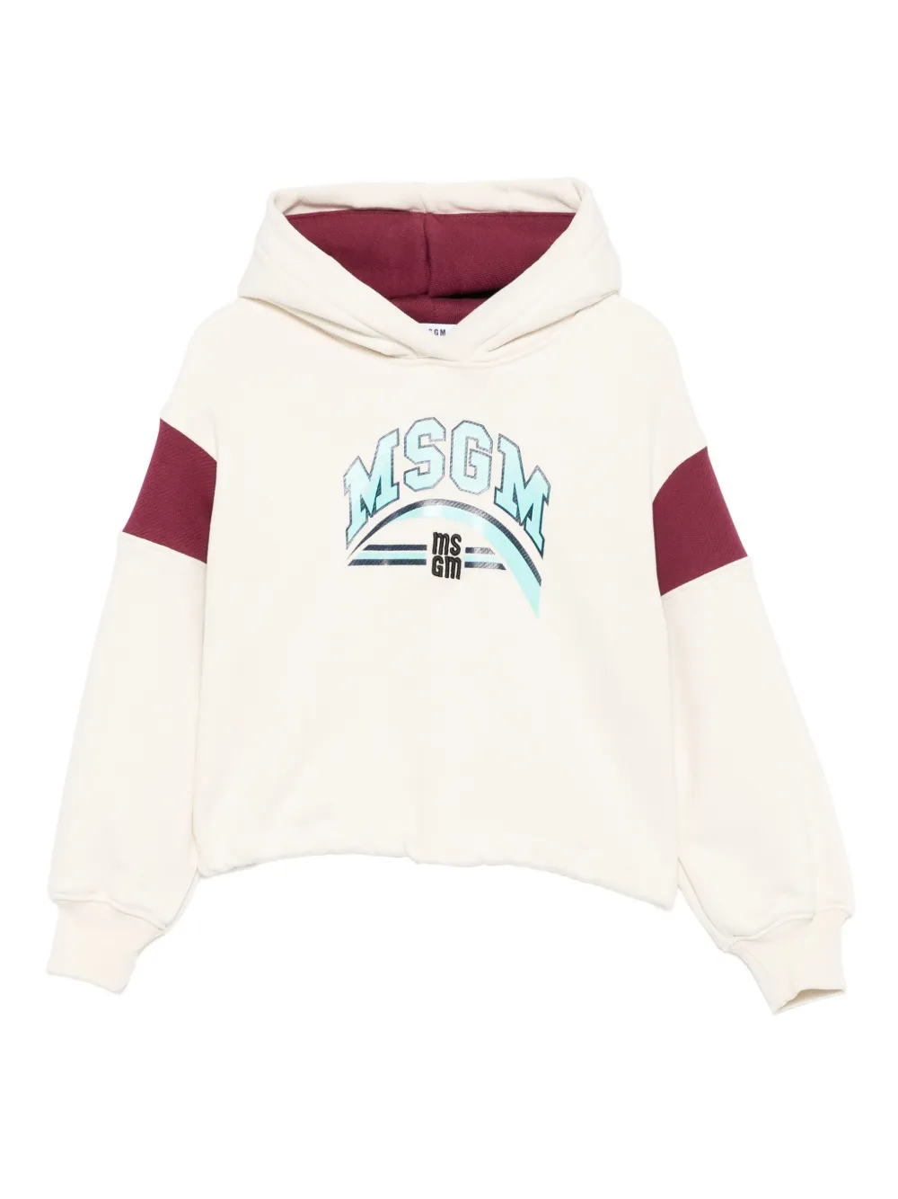 

Худи в стиле колор-блок с логотипом MSGM Kids, нейтральный