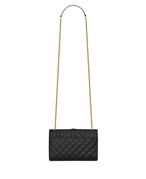 Маленькая стеганая кожаная сумка через плечо Envelope Envelope с тиснением Grain De Poudre Saint Laurent, цвет Black — фото 2