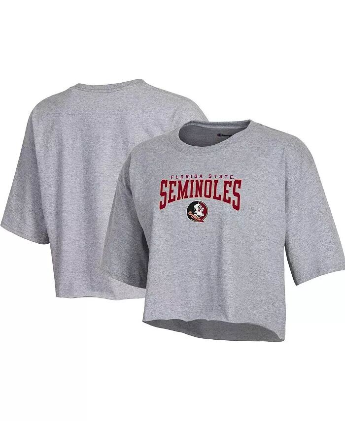 

Женская укороченная футболка бойфренда Heather Grey Florida State Seminoles Boyfriend Champion