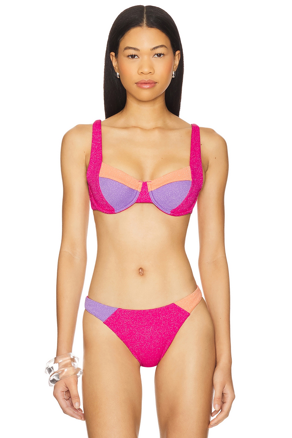 

Топ бикини Brooks Beach Riot, coral bay colorblock