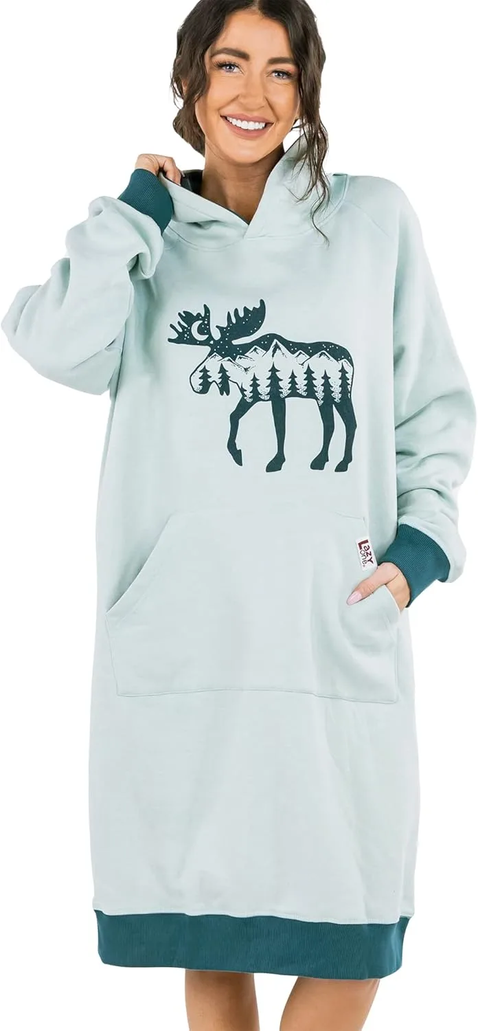 Толстовка с капюшоном оверсайз, удобная одежда для сна Lazy One, Moose Silhouette Sleep Hoodie