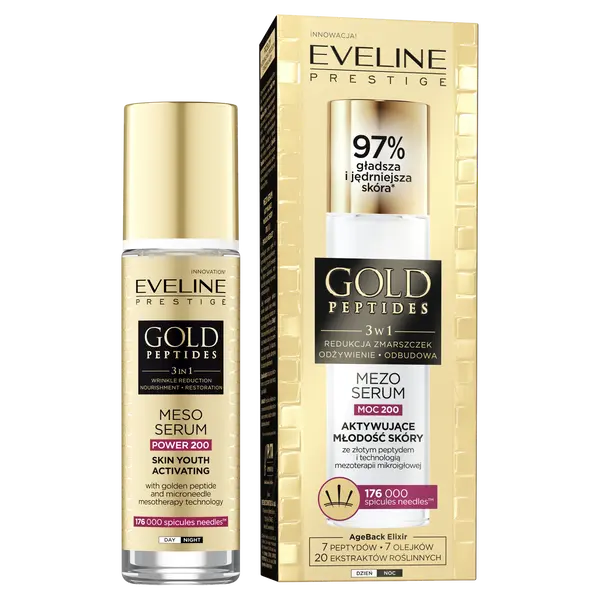 Сыворотка Eveline Cosmetics — Мезо- для лица, активирующая молодость кожи, Gold peptides, 30 мл — фото 2