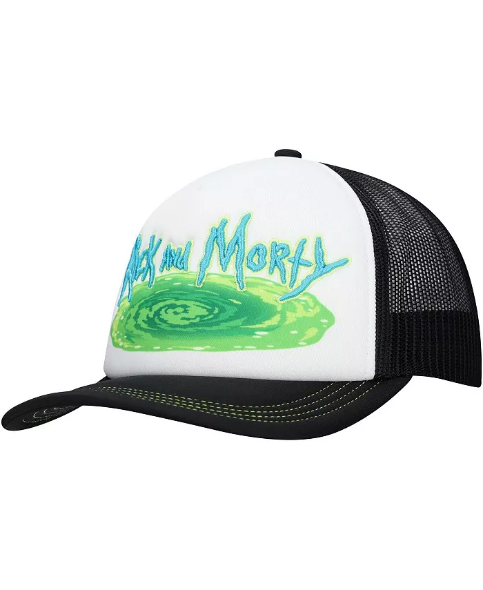 

Мужская и женская белая/черная регулируемая кепка дальнобойщика с принтом Рика и Морти Lids