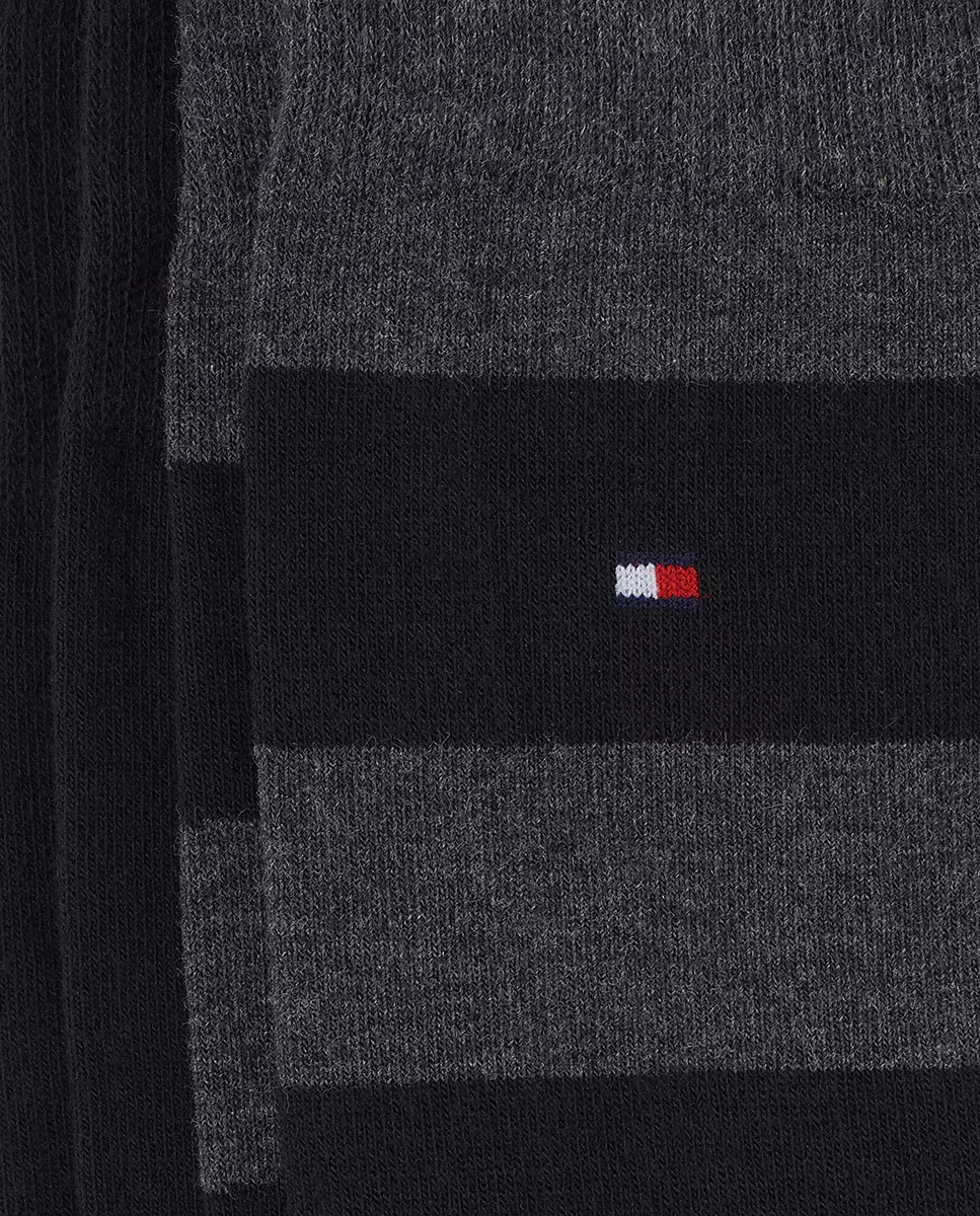 Набор из 2 пар однотонных и полосатых мужских носков Tommy Hilfiger, черный — фото 2