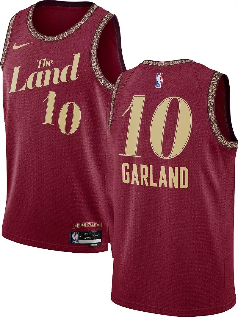 

Мужская красная майка Nike City Edition Cleveland Cavaliers Darius Garland #10 2023-24
