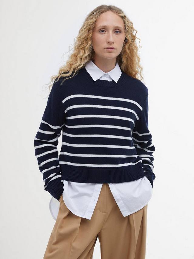 

Джемпер в наждачную полоску Barbour, цвет Navy/Cloud Stripe