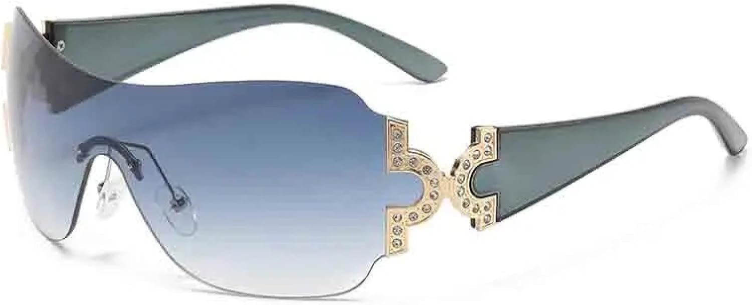 

Ретро-тренды, цельные солнцезащитные очки, женская и мужская мода, безрамочные солнцезащитные очки, роскошная уличная фотография, защита от УФ-излучения UV400 TKKTLLT, Gray Blue Gray