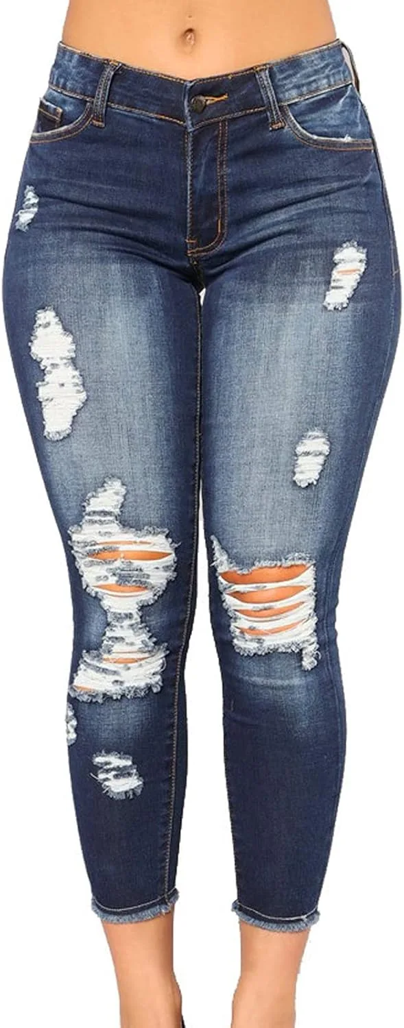 

Женские джинсы с низкой посадкой, рваные, скинни, эластичные