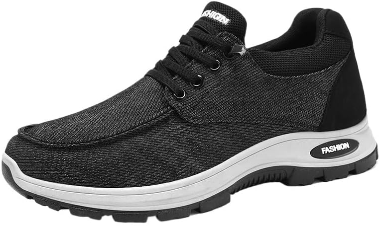 

Мужские кеды из канвы - дышащий джинсовый дизайн, мягкая подошва для бега и упражнений Hoalox, черный/серый