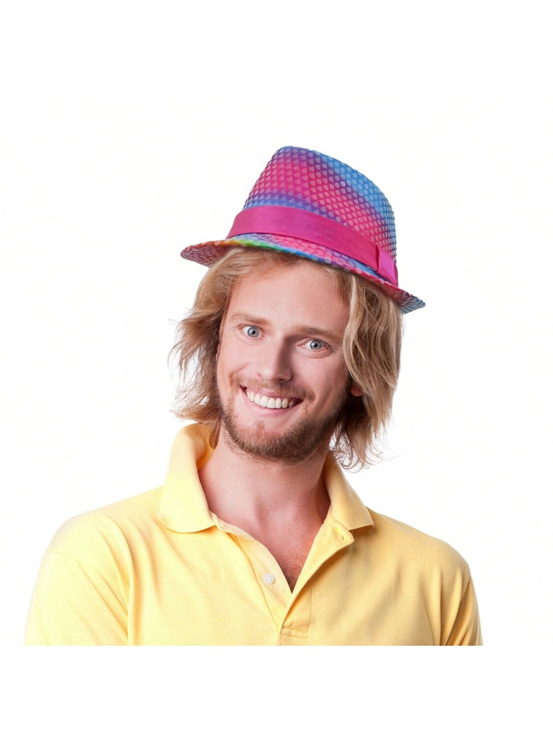 

Шляпа Fedora с радужными пайетками, розово-синий