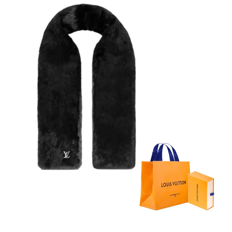 

LOUIS VUITTON Шарф из меха с реверсивным принтом, Black