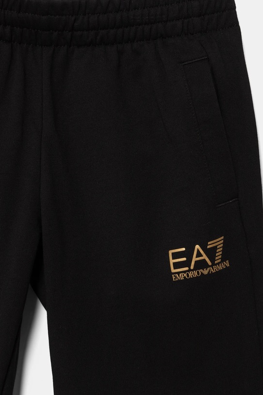 Детские хлопковые спортивные брюки Ea7 Emporio Armani, черный — фото 3