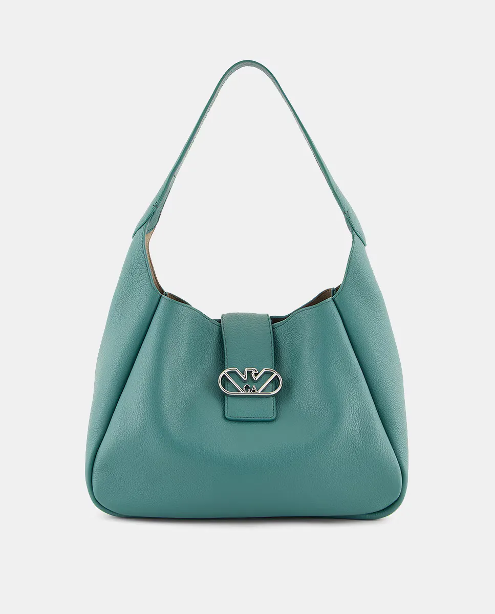 

Женская кожаная сумка-хобо Mary среднего размера Emporio Armani, цвет Verde Agua
