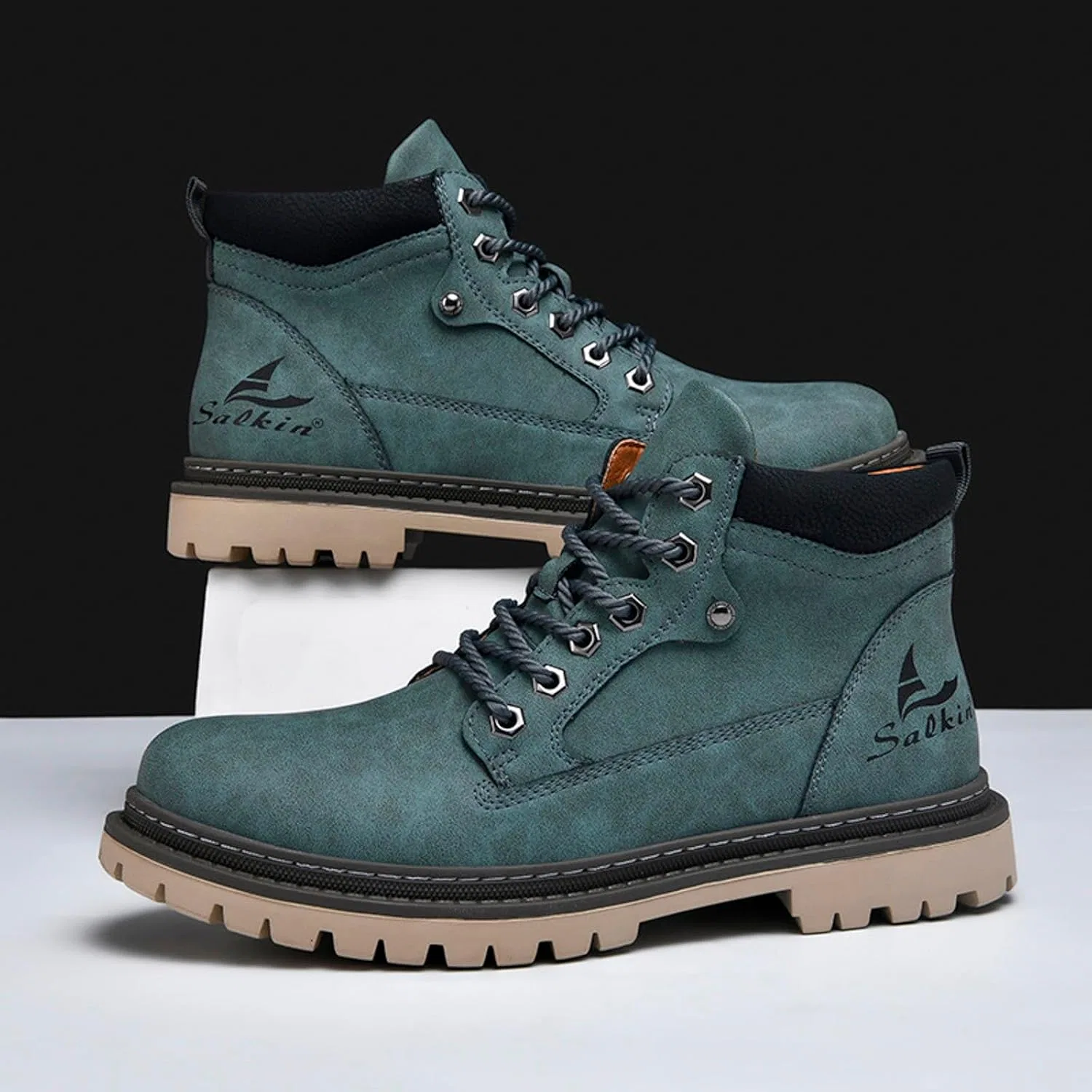 Ботинки 2026 Schuhe Herren Herrenschuhtrend Arbeitsstiefel Britischer Stil High Top Stiefeletten Generic, Grn — фото 4