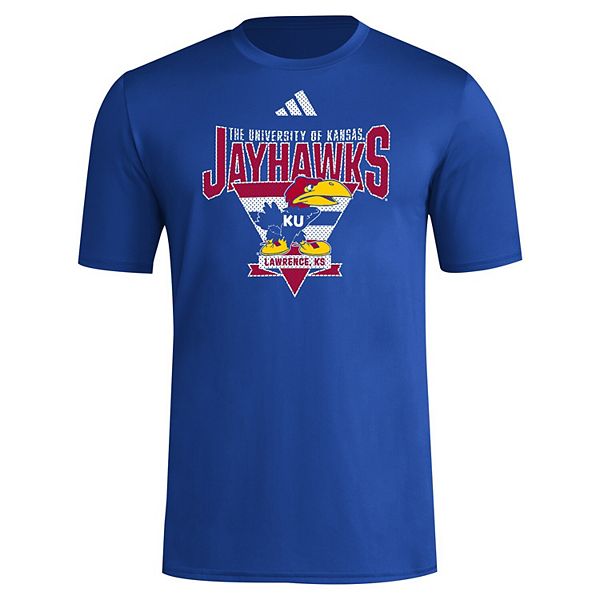 Мужская футболка Kansas Jayhawks 2024 Locker Trilateral Pre-Game Adidas — фото 3