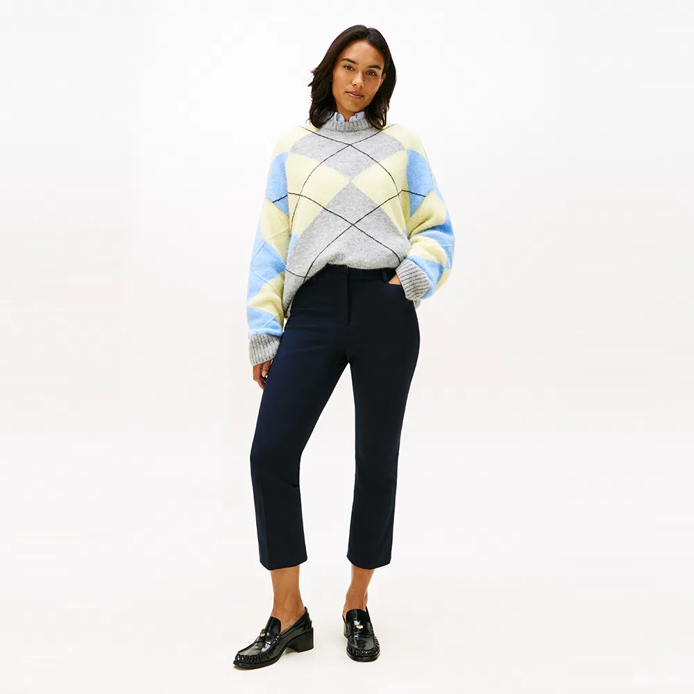 Женские брюки клёш из габардина тёмно-синие от Tommy Hilfiger Women