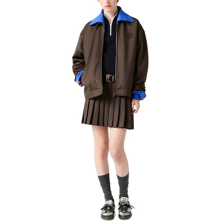 Повседневная короткая юбка FW25 для женщин Miu Miu, cocoa коричневый — фото 4