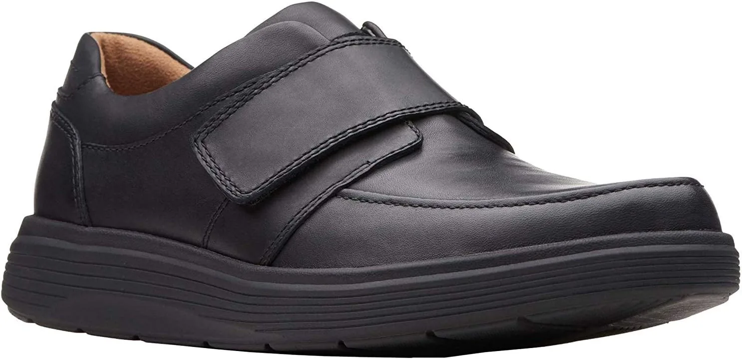 Мужские кожаные кроссовки Clarks с застежкой на липучке, черный — фото 2