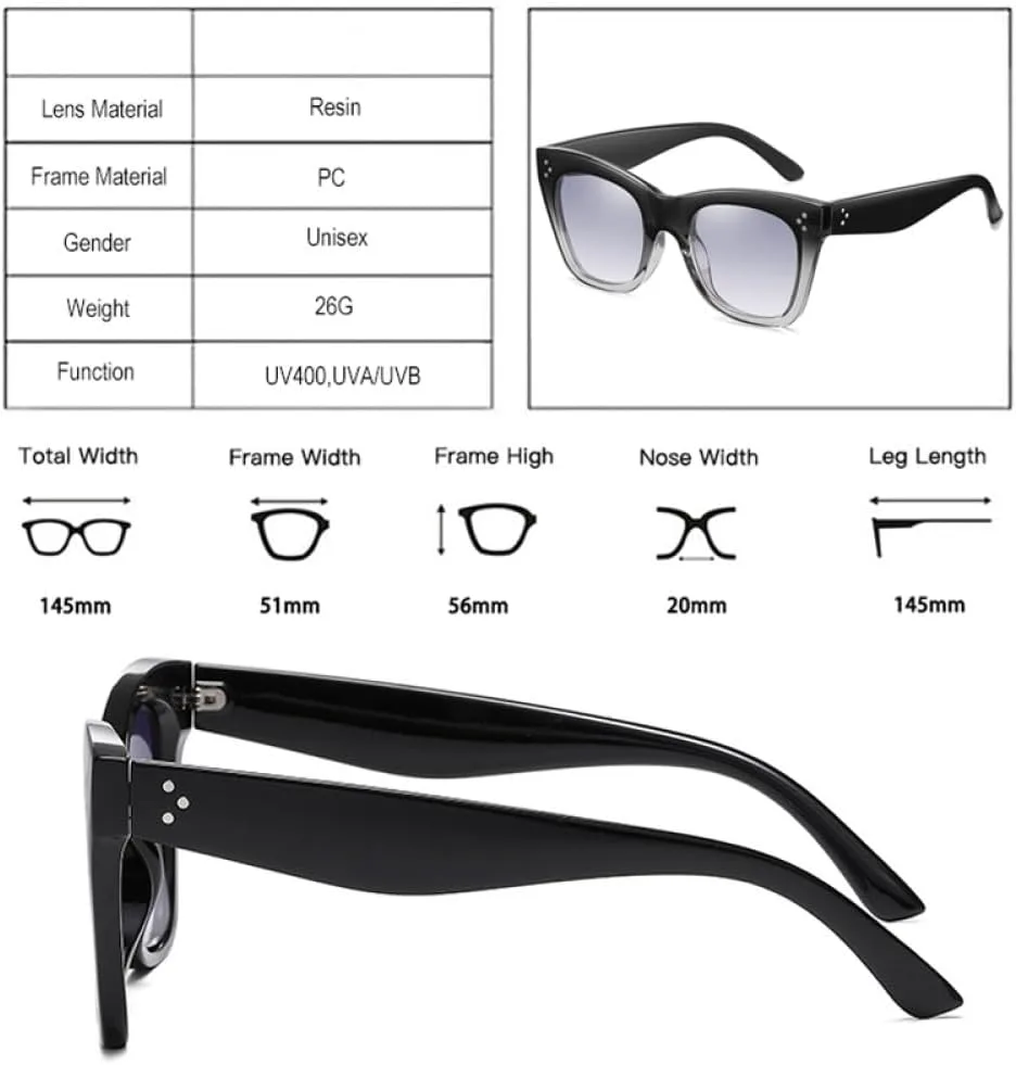 

Ретро-солнцезащитные очки «кошачий глаз» для женщин, модные очки с заклепками, солнцезащитные очки UV400 для мужчин с градиентным покрытием generic, Glossy Black Gray