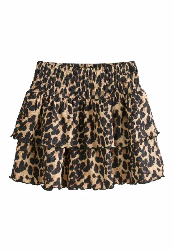 Юбка Next, Regular fit tiered rara skirt, pleated skirt, анималистичный — фото 4