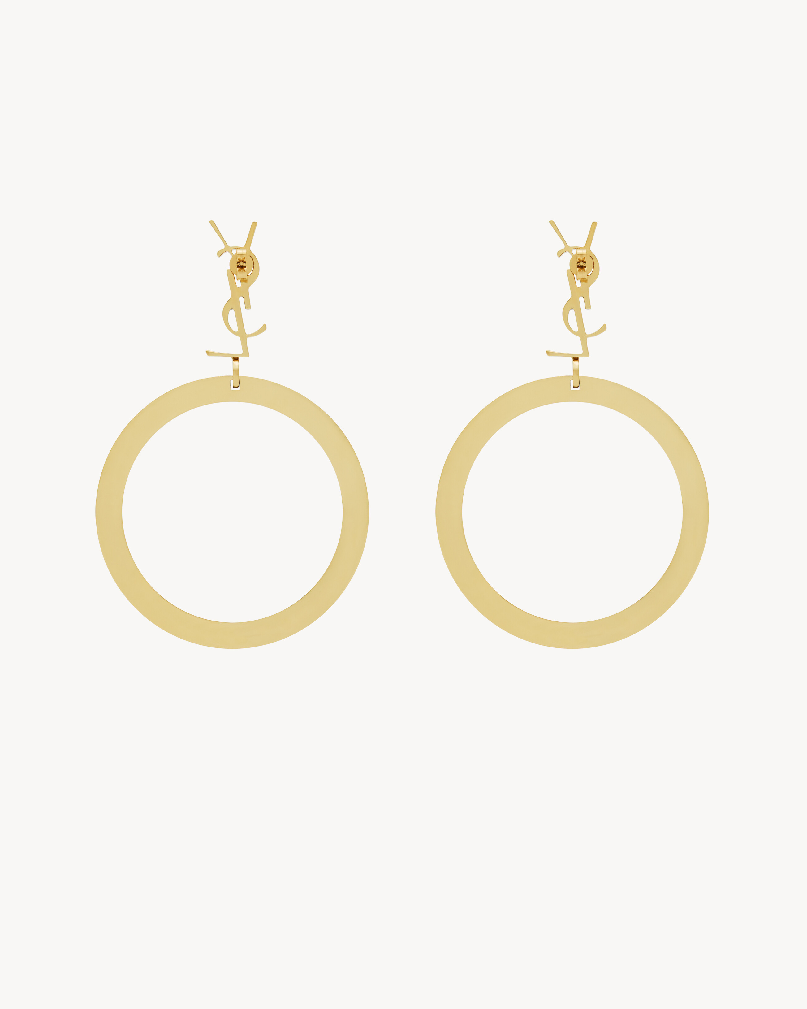 Серьги-кольца с подвеской CASSANDRE из металла Saint Laurent, золото — фото 2