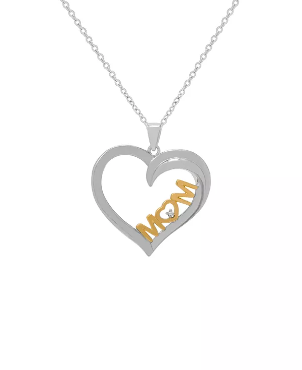 

Подвеска в форме сердца мамы с бриллиантами Macy'S, silver