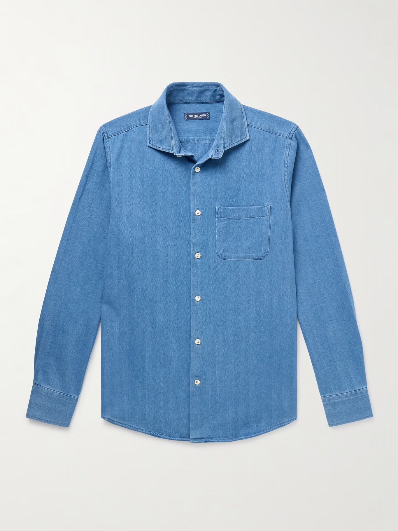 

Рубашка из хлопкового твила с узором «елочка» от Emilio FRESCOBOL CARIOCA, синий