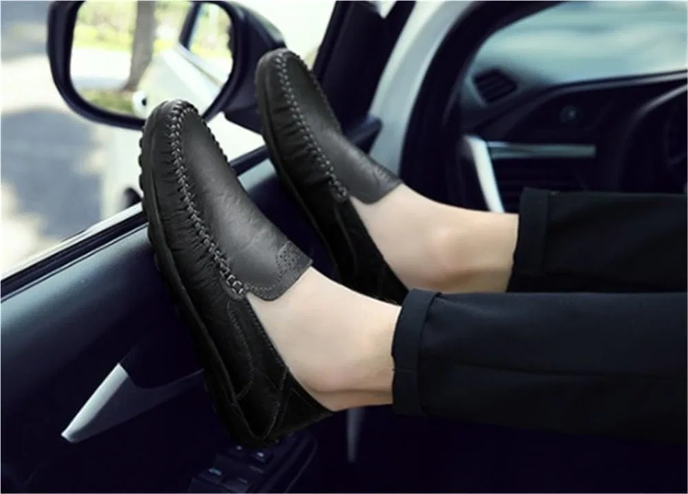 Лоферы мужские Leather Driving Outdoor, Black UOPYNE — фото 3
