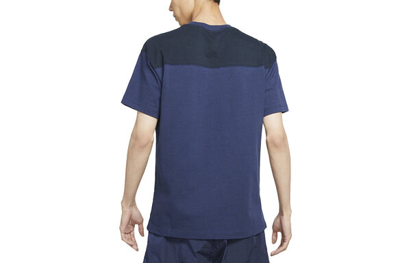 Футболка Men's Nike Athleisure Casual Sports Breathable Splicing Short Sleeve Navy Blue T-Shirt, мультиколор — фото 2